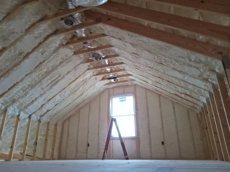Spray foam roofing application for Crawl Space Insulation project in Binghamton